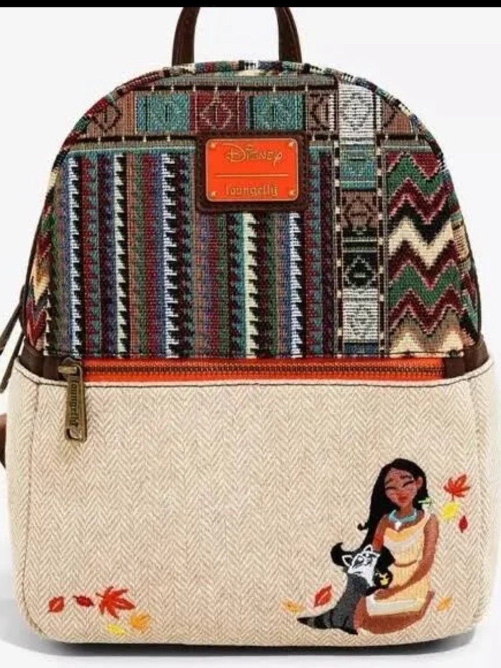Loungefly Multicolor Patchwork Pocahontas Mini Backpack with Cream Panel